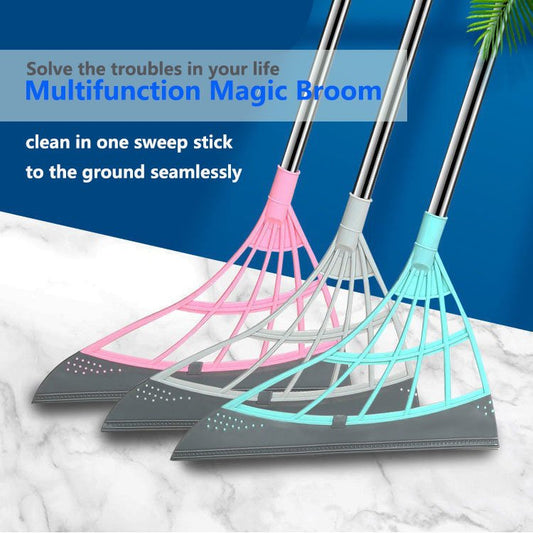 🧹Magical Pressing Silicone Broom Sweeping Water & Dust and Pet Hair - 🔥Season Hot Sale