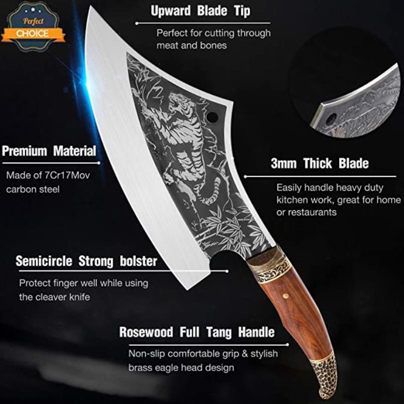 Stainless Steel Tiger Cleaver with Sheath