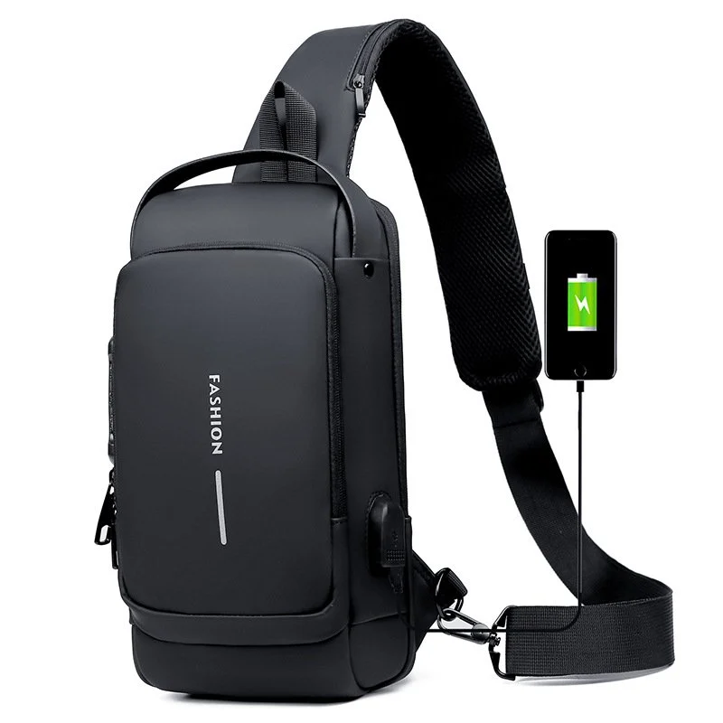 USB Charging Sport Sling Anti-Theft Shoulder Bag