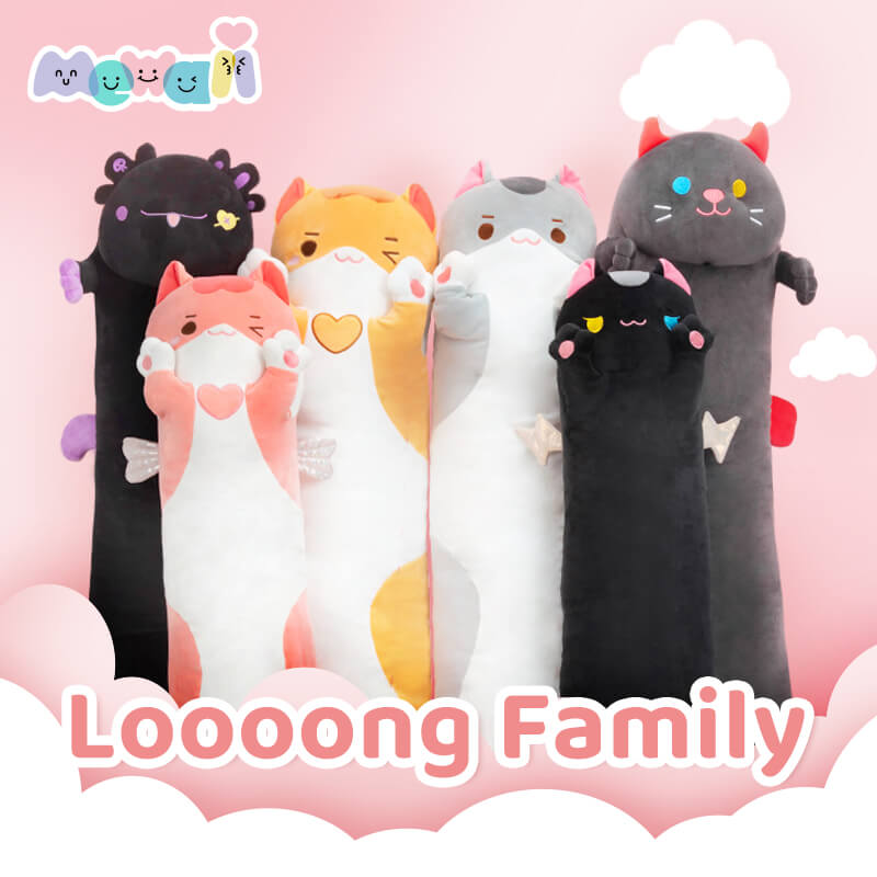 Mewaii™ Loooong Family Long Cat Kitten Stuffed Animal Kawaii Plush Pillow Squish Toy