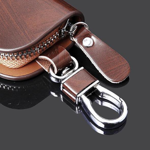 Car Logo Leather Wood Texture Car Key Case