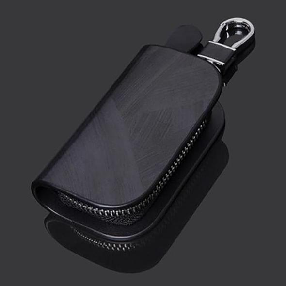 Car Logo Leather Wood Texture Car Key Case