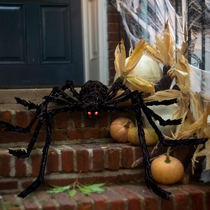 200'' Halloween Spider Web Decor 59'' Giant Spider Decorations with LED Eyes