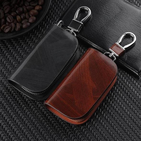 Car Logo Leather Wood Texture Car Key Case