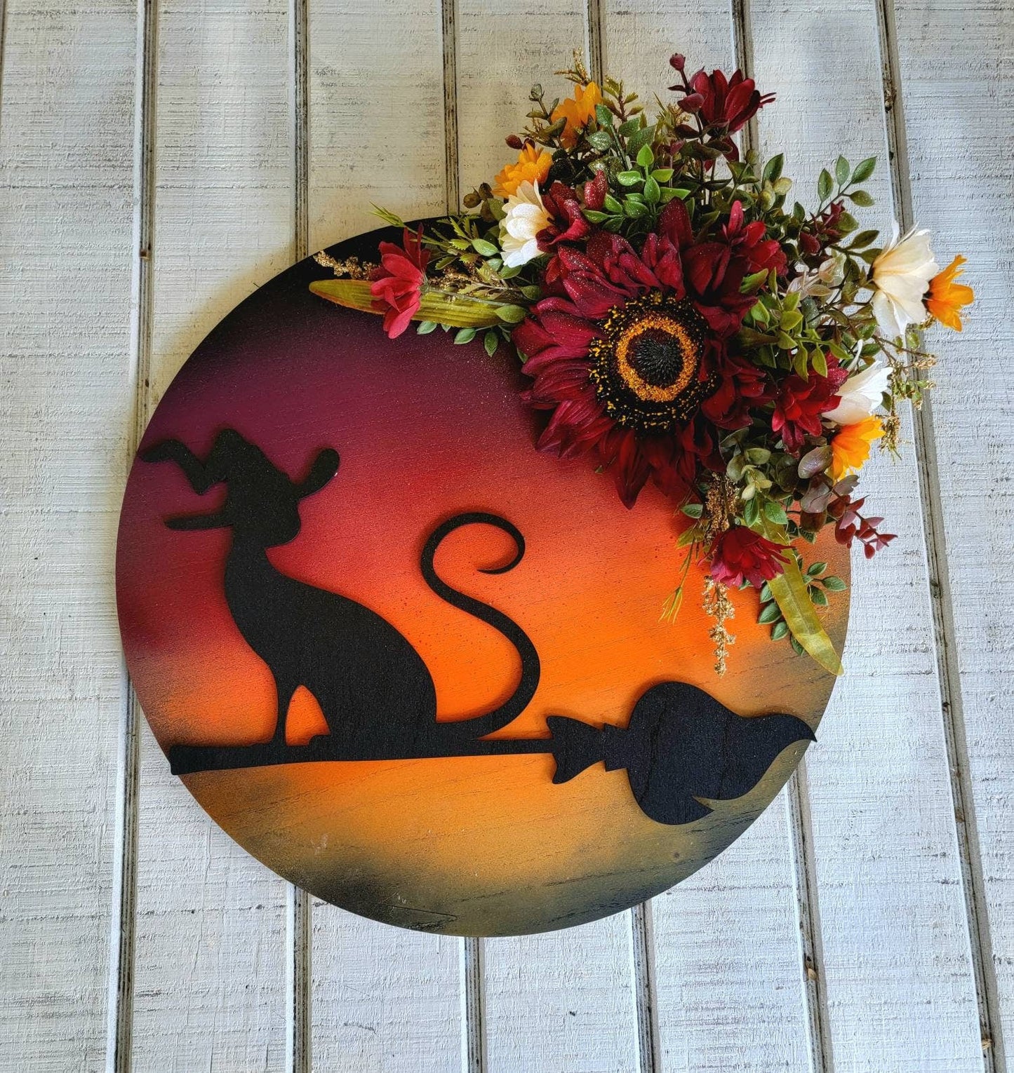 Witchy Celestial Door/Art Halloween Lunar Decor Kitty Lovers Gift