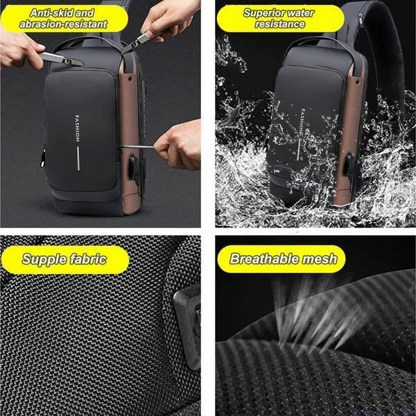 USB Charging Sport Sling Anti-Theft Shoulder Bag