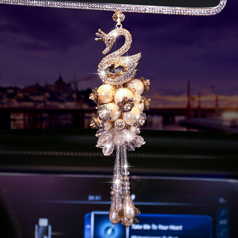 Car Interior with Diamond Swan Ornaments - Blingbling!