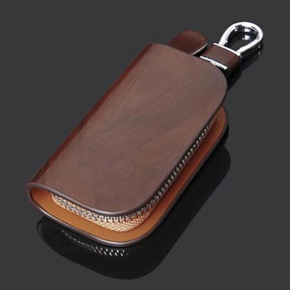 Car Logo Leather Wood Texture Car Key Case