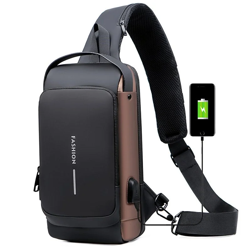 USB Charging Sport Sling Anti-Theft Shoulder Bag