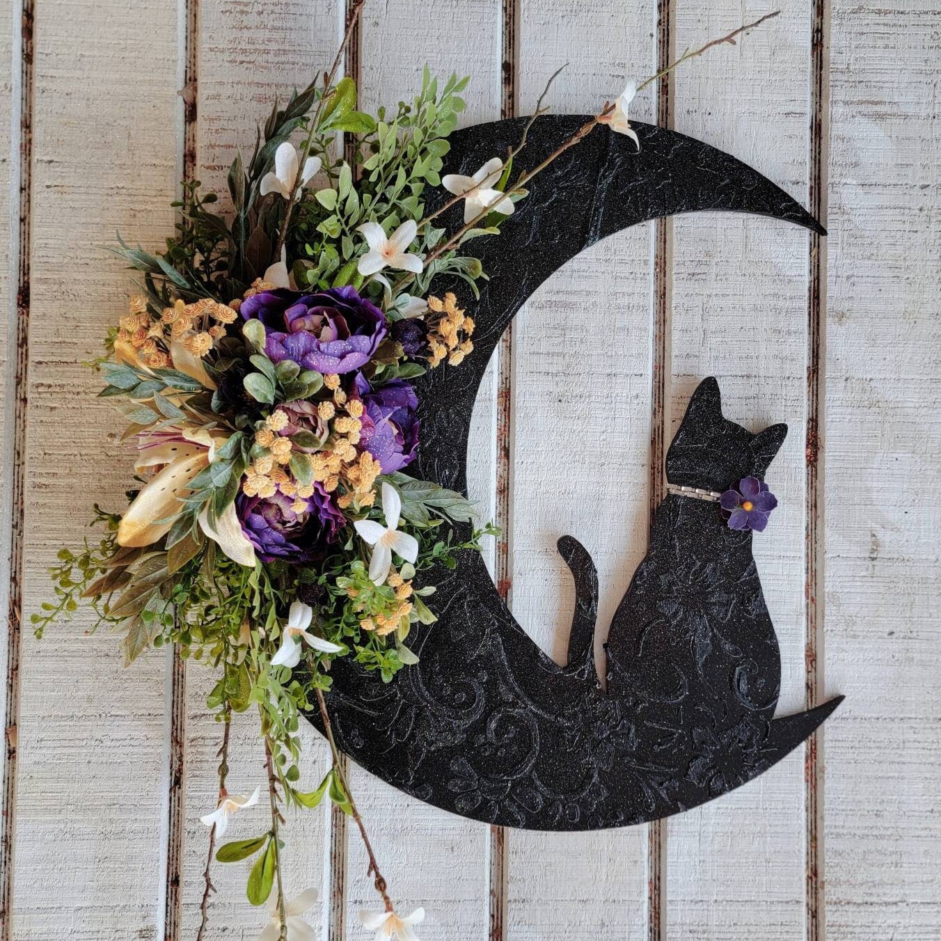 Witchy Celestial Door/Art Halloween Lunar Decor Kitty Lovers Gift